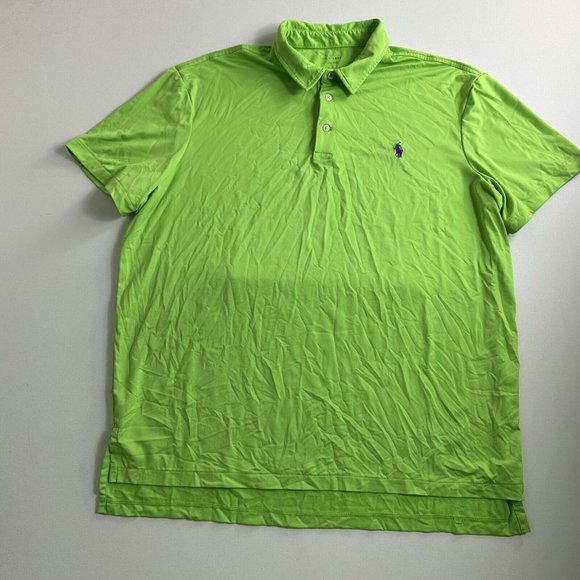 Polo Ralph Lauren Mens Performance Short Sleeve Polo Shirt Green Jersey Size 2XL - Picture 1 of 9